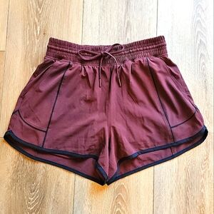 Women's Abercrombie & Fitch Burnt Orange Black Workout Athletic Shorts Elastic
